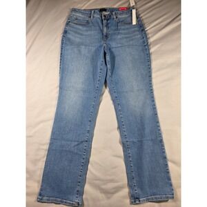 Talbots Straight Leg Jean Women 14 Blue Curvy High Waist Stretch Denim NEW
